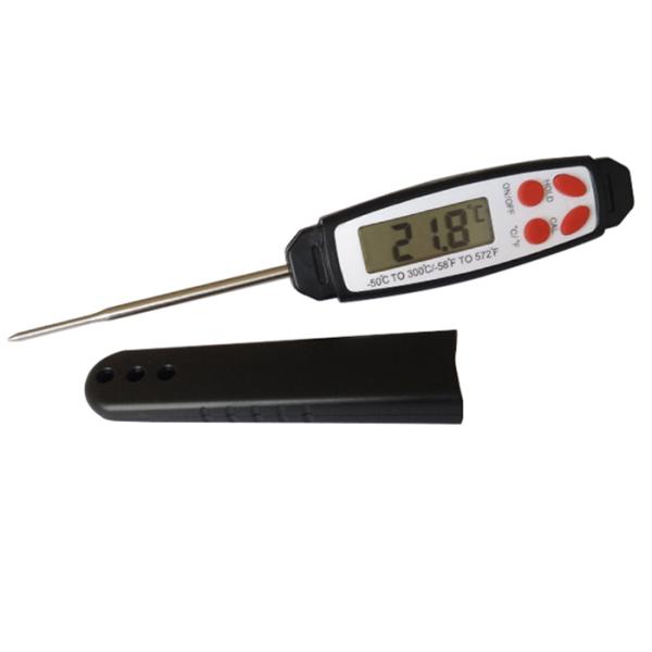 Black Waterproof Digital Food Thermometer With Stainless Steel Probe