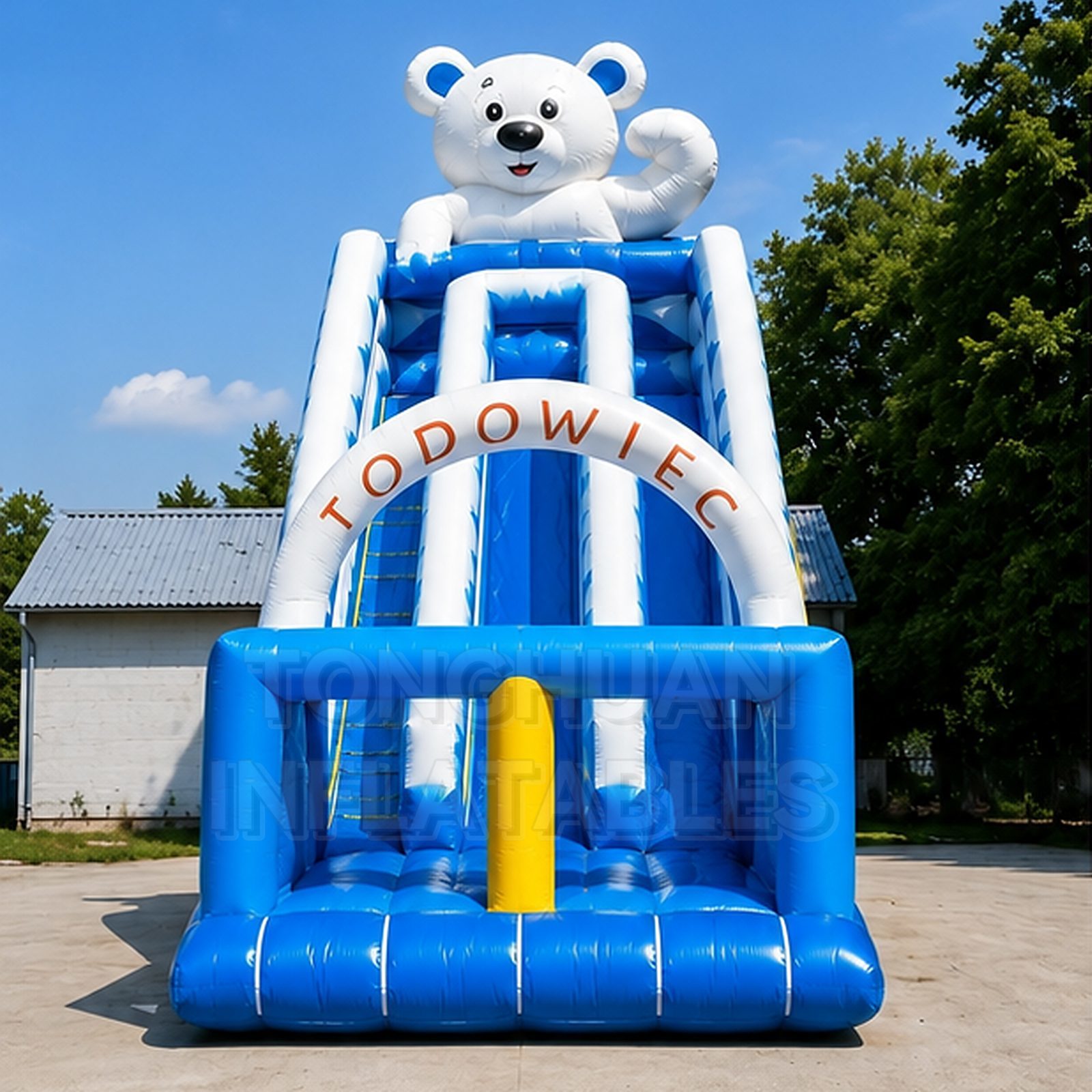 Polar Bear Ice Mountain Inflatable Slide Combo with Climbing Lane for Kids Parties Parks and Rental Events