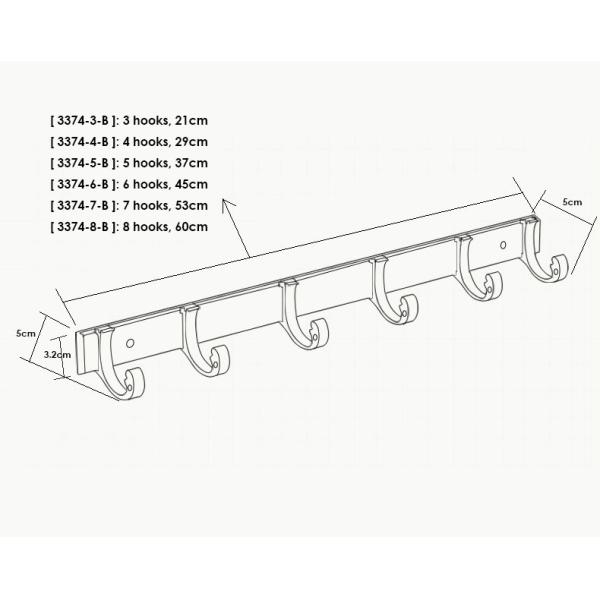 Aluminum Alloy Wall Mounted Hooks Rack Slipable With 8 Hangers