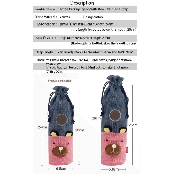 2019 Hot-Selling BPA FREE Collapsible cute cartoon sleeve water bottles bags
