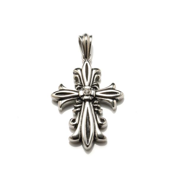 Punk style fashion necklace stainless flower cross pendant necklace