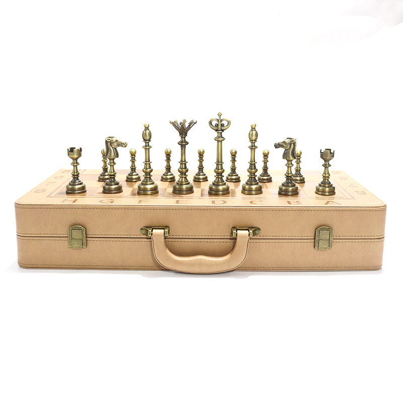 Customized Luxury Portable International Chess Set with Foldable Design and Zinc Alloy Pieces