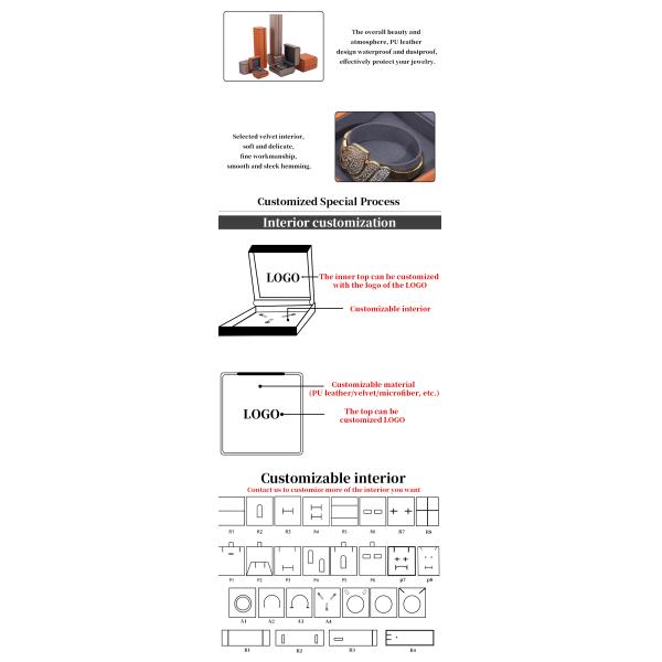 Boîte d'emballage de bijoux élégants personnalisés en cuir PU pour anneaux colliers et bracelets