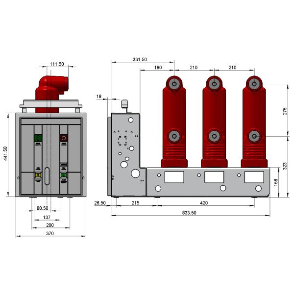 11kV Three Pole Circuit Breaker 630A - 1250A Switchgear Vacuum Circuit Breaker