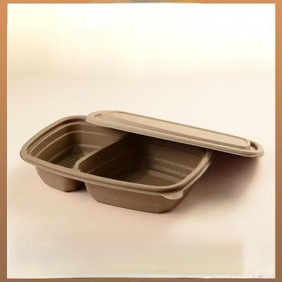 Factory Direct Delivery 100% Biodegradable 2 Compartment Rice Husk Lunch Container With Lid