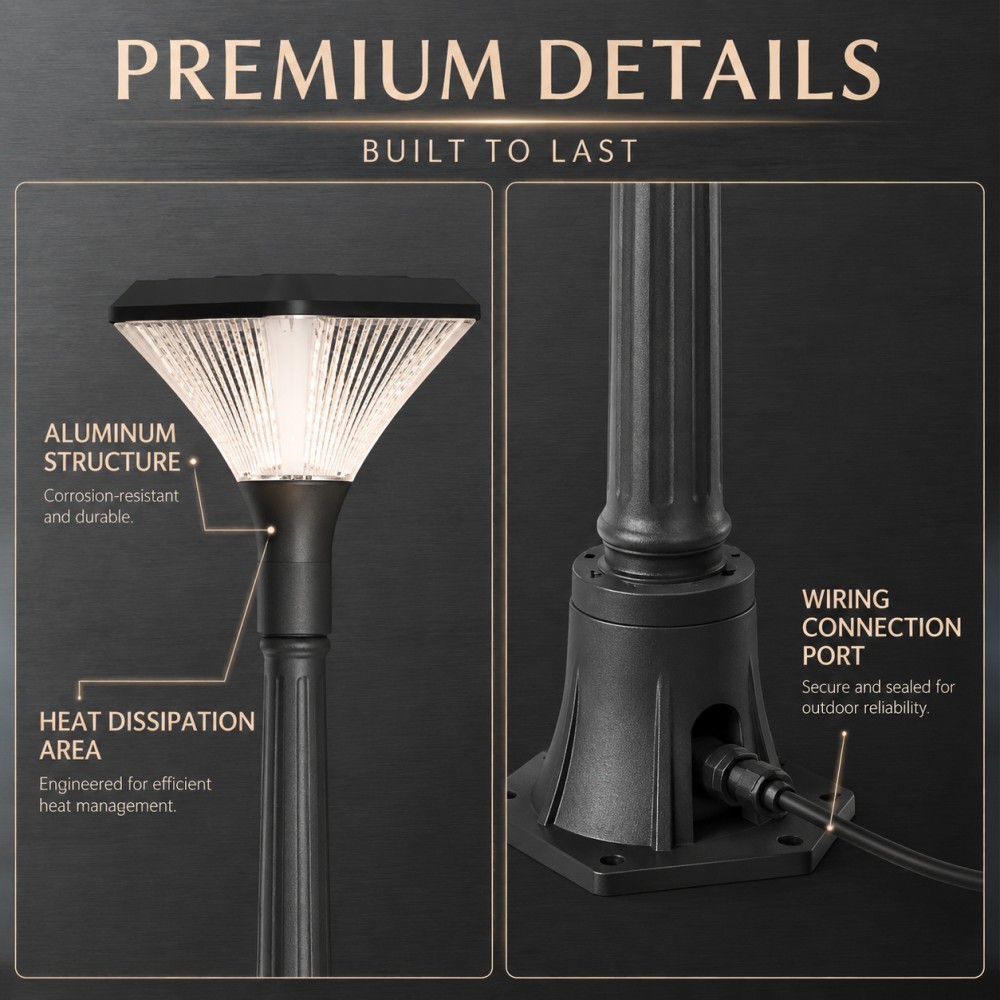 5W LED Solar Post Top Garden Light With Aluminum Housing for Pathway Landscape