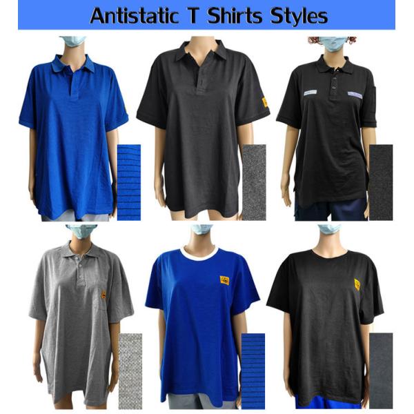 4mm Stripe ESD Anti Static POLO Shirt Fabric Black Knitted Washable