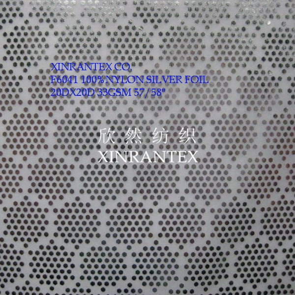 F6041 summer sun-protective cloth fabric 100%nylon taffeta silver foil finishing