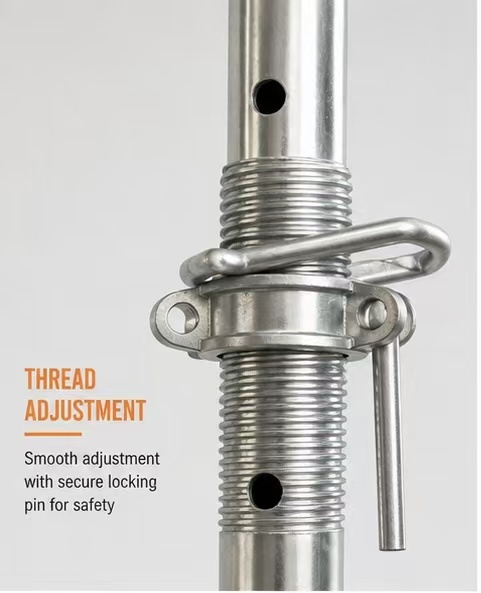 Galvanized Adjustable Telescopic Steel Prop with Threaded Adjustment System and 20KN-30KN Load Rating for Concrete Formwork