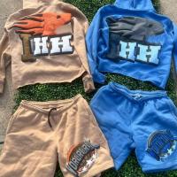 Dernière impression personnalisée de puff foem français Terry unisexe coureur deux pièces sweat-shirt d'été combinaisons et shorts ensemble survêtement sweat-shirt