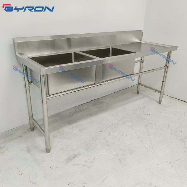 Customization Stainless Steel Sink Bench Commercial Sink Bench With Splashback