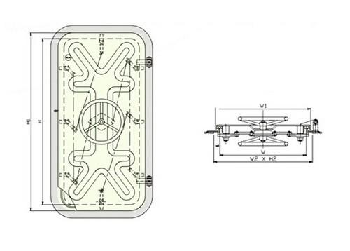 1200×600mm Watertight Bulkhead Doors , Watertight Doors Solas With Marine Hand Wheel