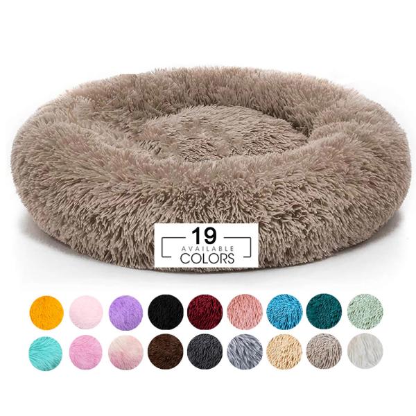 Reebay Non Slip Calming Doughnut Dog Bed 70CM Fluffy Round Cat Bed ODM