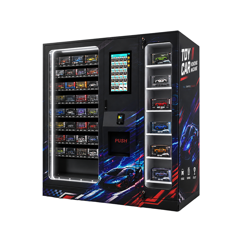 Toy Vending Machine with Transparent Display Cabinet for Automated Toy Car Sales and Enhanced Retail Experience