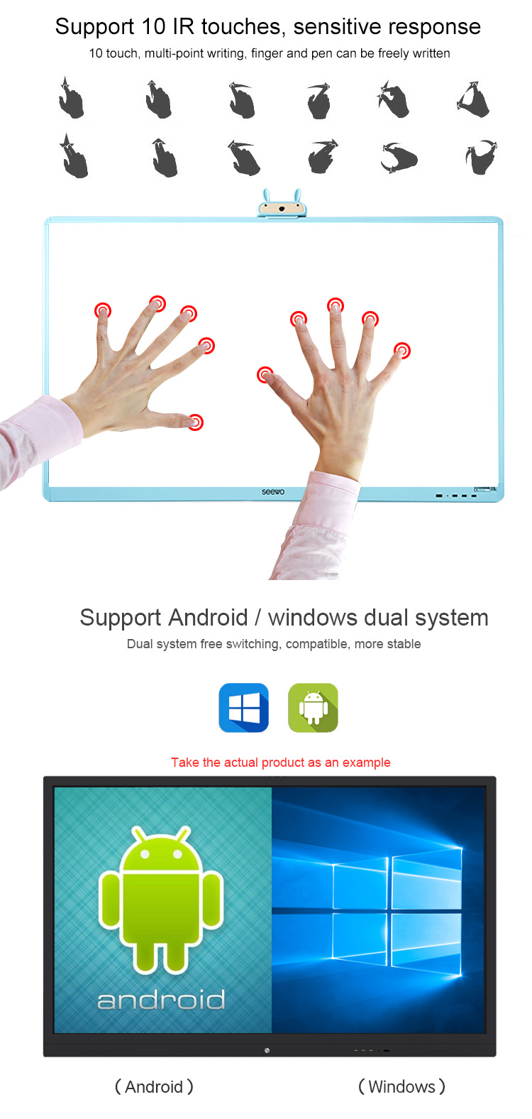 доска взаимодействующее Whiteboard экрана касания 85