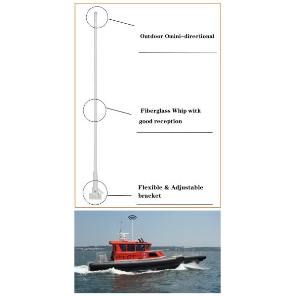 Антенна Vhf парусника антенны радио Cb 6.5DBi хлыста 2400mm стеклоткани морская