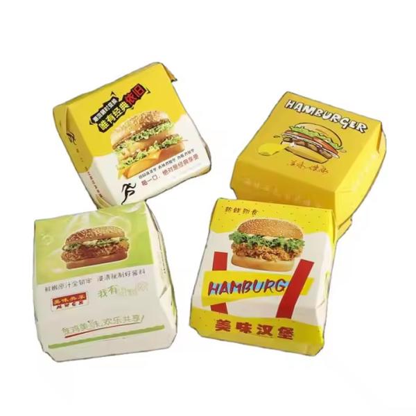 En gros Boîtes à hamburgers biodégradables sur mesure Emballages en papier à emporter