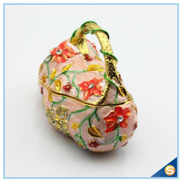 Fashion Handbag Design trinket Box Painting Flower With Crystal Trinket Box SCJ561