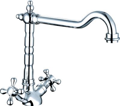 Two Handle Kitchen Sink Faucet / Polished Chrome Kitchen Taps