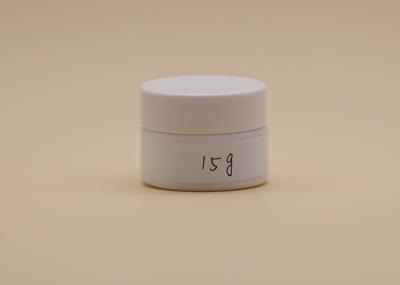 os recipientes 15g de creme cosméticos, o creme de cara de vidro cerâmico branco rangem o tampão de parafuso de PETG