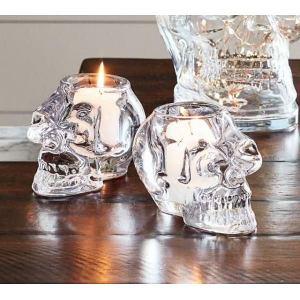 Luxury Decorative Simple  Custom Brand Transparent Candle Holder Bone Shape Tealight Set for party decoration