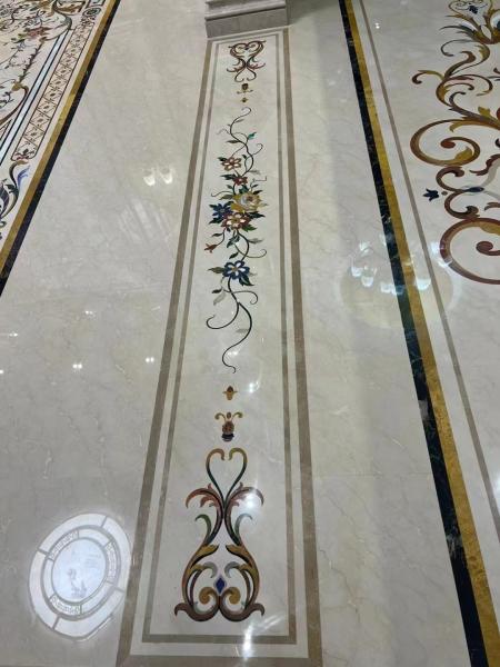 Customized Cut-To-Size Water Jet Marble Inlay Medallion for Modern Villa and Hotel