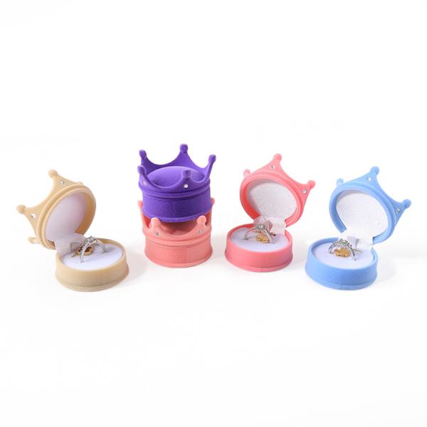 personalized hign end flip crown velvet ring box jewelry packaging for Holiday gifts