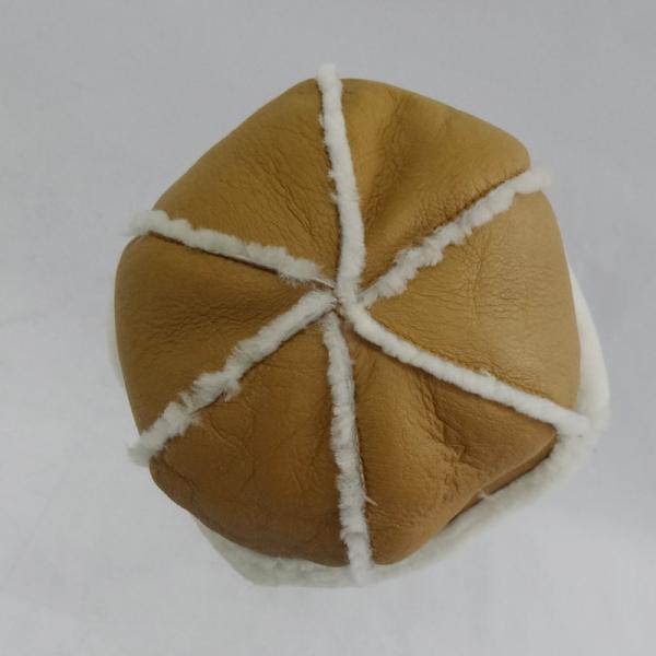 Women shearling lined sheepskin beanie bucket winter hat 6 panel hat