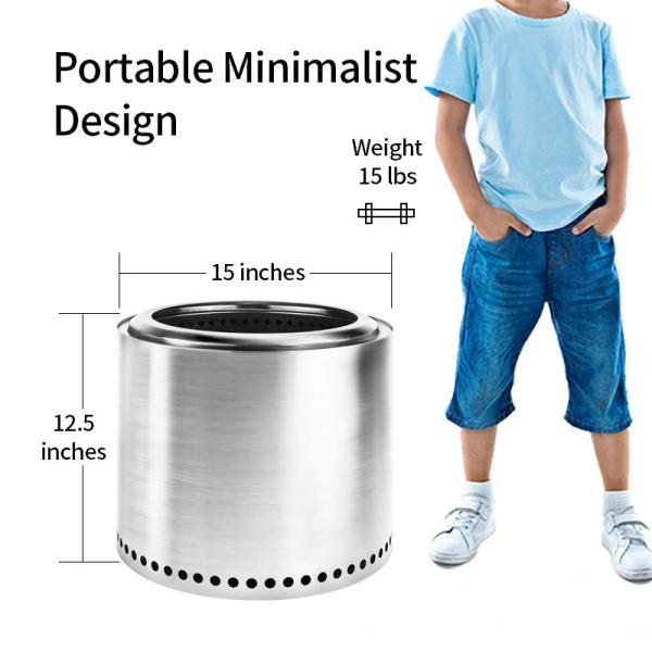Настраиваемый логотип приемлемая 15-дюймовая бездымная печь из нержавеющей стали для современного кемпинга