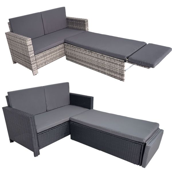 Furniture Wholesaler Outdoor Living Seating Sectional Poly Rattan Wicker Garden Chair China Customized Love Chair and Bench