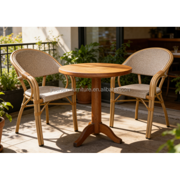Yoshen French Style Garden Chair Faux Bamboo Frame with Sling Fabric Seat for Outdoor Patio