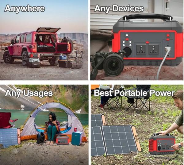 600W USB Quick Charge Solar Generator Portable Lithium Battery Power Station AC DC