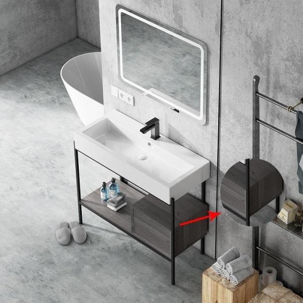 Floor Mounted Hotel Bathroom Cabinet European Ceramic Sink Vanity Unit With Mirror