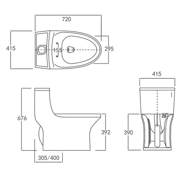 Компактные цельные туалеты удваивают полный шар вытянутый 0.8gpf 5 литров