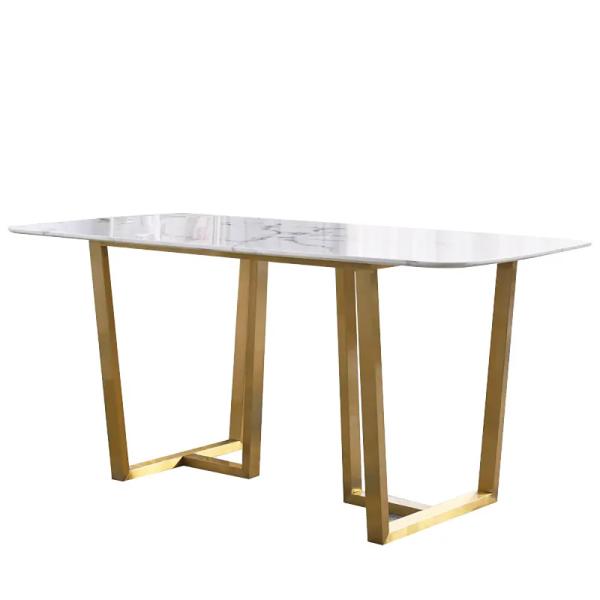 Mesa de jantar de hotel com mesa giratória de pernas de aço inoxidável 1,6m de comprimento