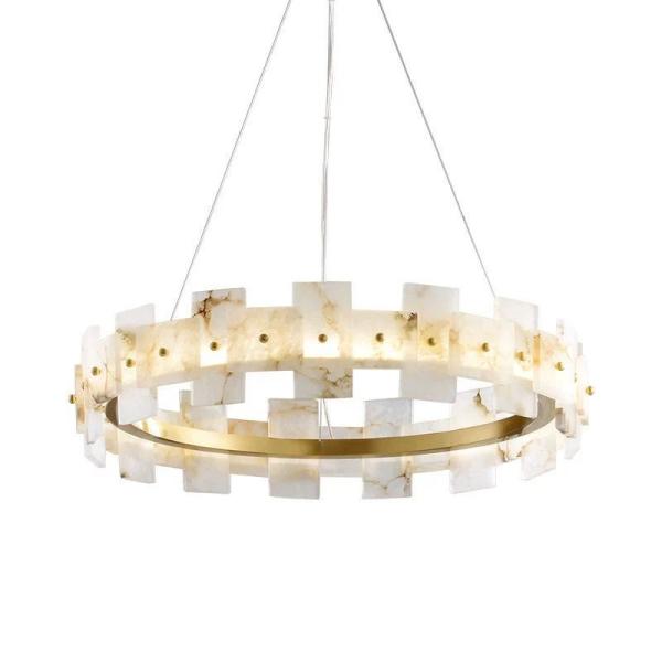 Décoration de la maison Cercle LED Luxe Modern Pendant Light Chandelier Alabaster Produits d'éclairage