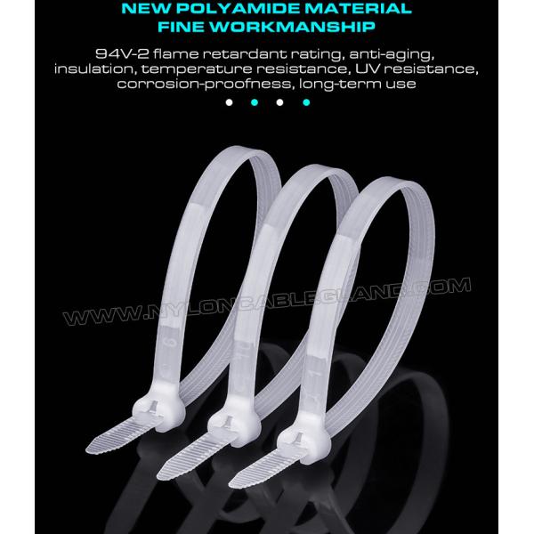 Brida de nylon con lengüeta inoxidable 400mm x 8mm, brida plástica ajustable de Ø9-108mm con diente metálico 550N (112 libras) para construcción naval