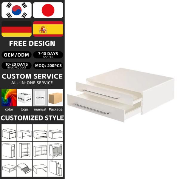 3layer Large Capacity Office Printer Storage Rack with 2 Drawers Living Room Desktop Organizer for Coffee Machine Microwave Oven