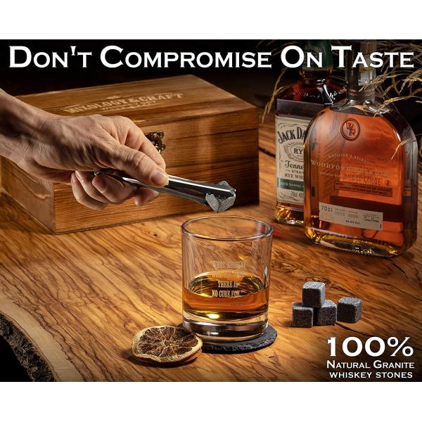 Kit de boîte à cocktails cadeau pour hommes Impression UV Whiskey Stone et ensemble de verre