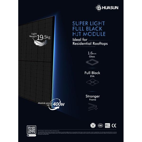 Панель солнечных батарей полностью черной панели солнечных батарей супер светлая 385w 395w Huasun Monocrystalline для дома