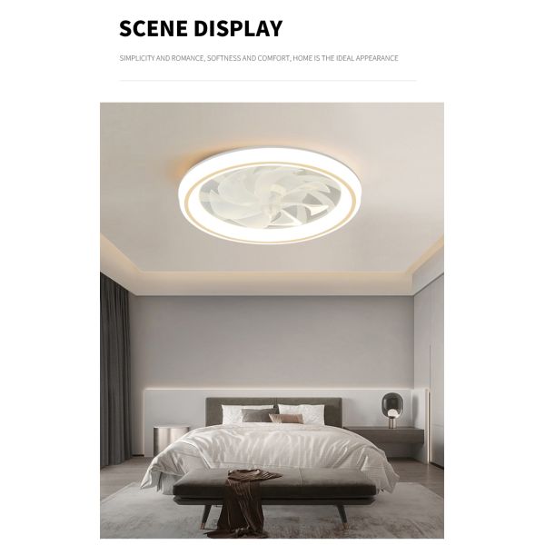 Modern and Simple Home Intelligent Remote Control Restaurant LED Round Acrylic ceiling Fan Light(WH-CLL-59)