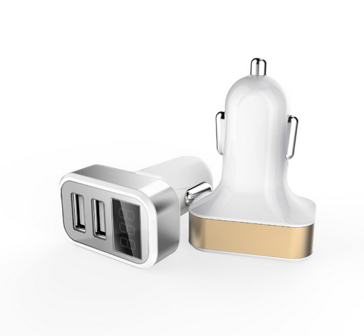 Aluminum 5 V 2.4 A Cell Phone Car Charger Adapter Dual Ports High Safety