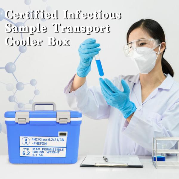 UN2814 Cooler Box Biological Sample Shipping Container With 24hrs Cold Time 2°C To +8°C Temperature Range