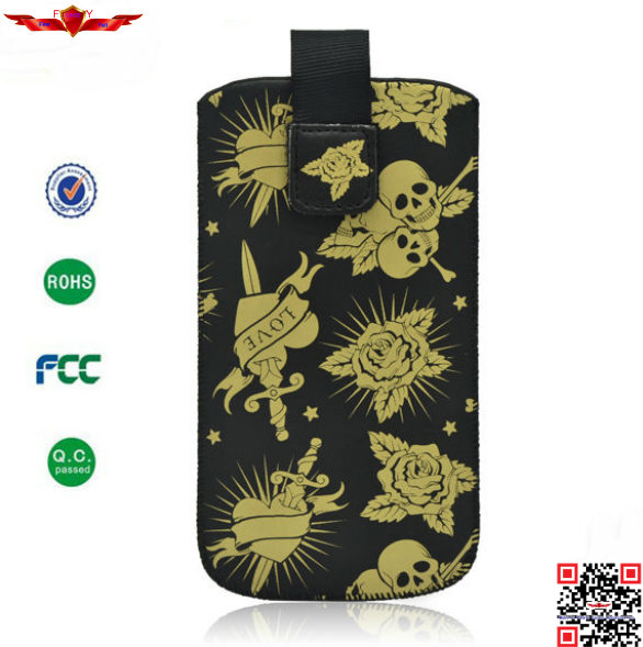 Hot Selling  Soft Synthetic PU leather Pull Pouch Leather Cover Cases For MOTO E