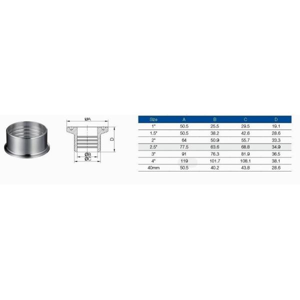 14RMP Sanitary Stainless Steel Fittings SS304 1.5