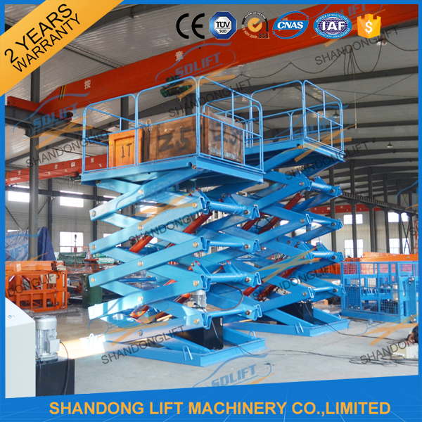 2T 5.5M Stationary Hydraulic Scissor Lift Warehouse Material Loading Lift CE SGS TUV