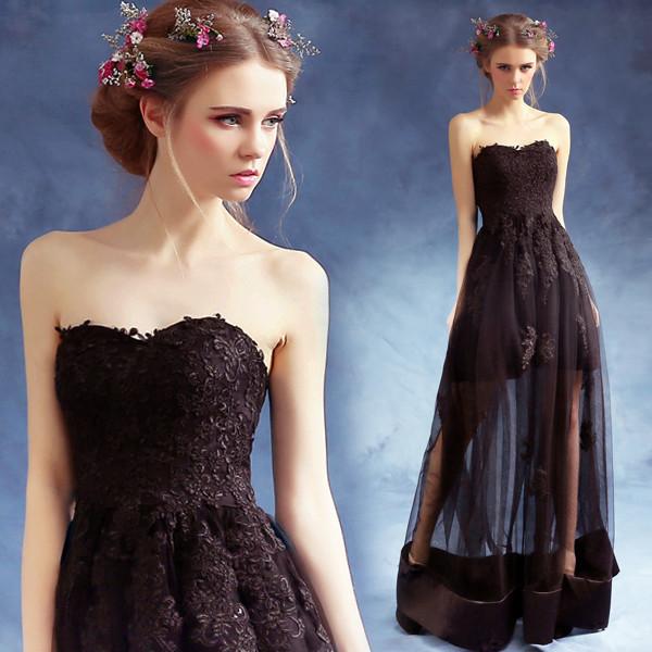 Black Off The Shoulder Backless Elegant Evening Dresses TSJY060