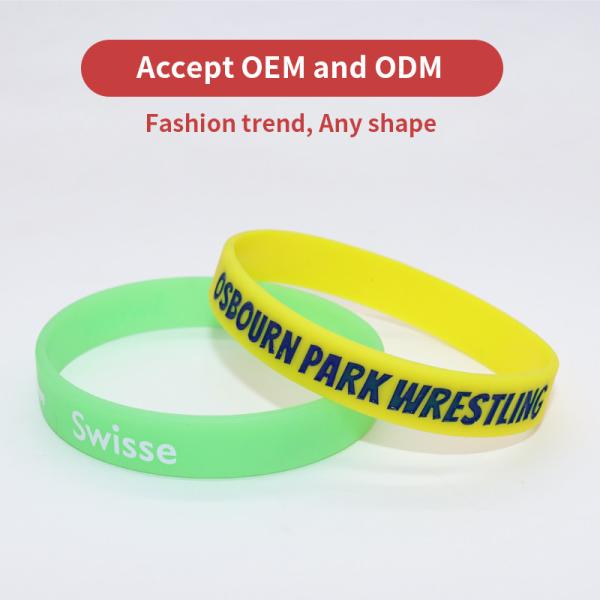 Waterproof Debossed Silicone Wristbands , Colorful Printable Silicone Wristbands