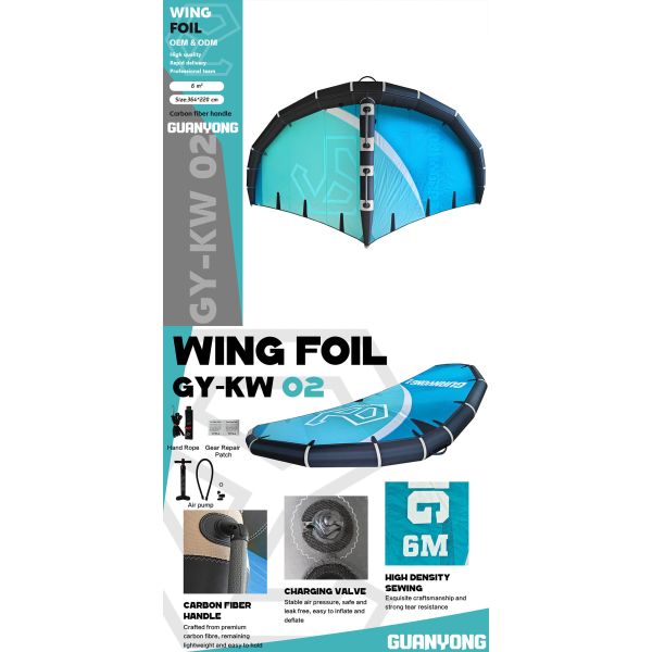 Inflatable 6M Wing Foiling With Air Pump Handle Hard Carbon Fiber Wingsurf Wing