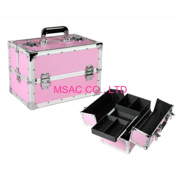 Pink Aluminium Beauty Case Silver Aluminum Edges L 260 X W 150 X H 160mm